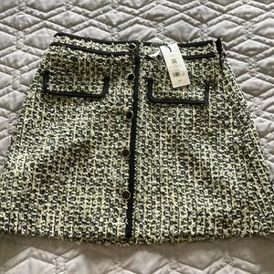 Tweed Skirt With Trim And Button